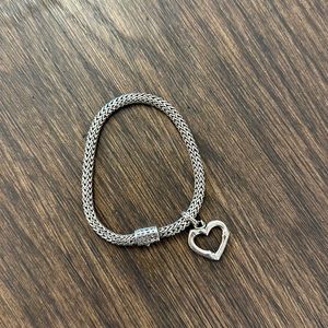 John Hardy sterling silver bamboo heart charm bracelet